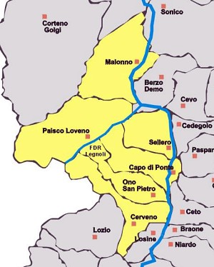 Mappa del territorio che comprende il Consorzio Valle Allione